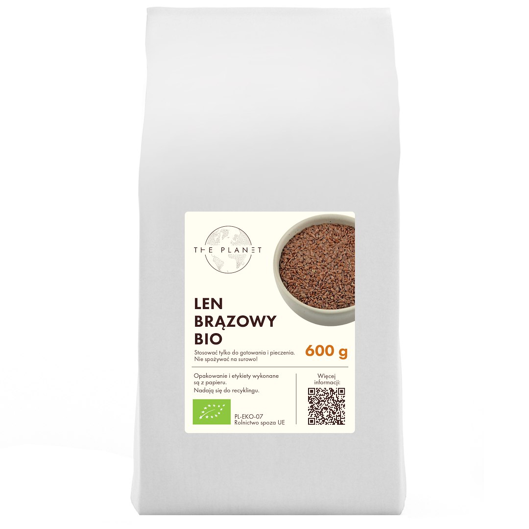 LEN BRĄZOWY (SIEMIĘ LNIANE) BIO 600 g - THE PLANET