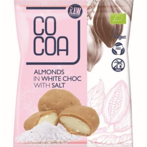 MIGDAŁY W BIAŁEJ POLEWIE Z SOLĄ BIO 70 g - COCOA