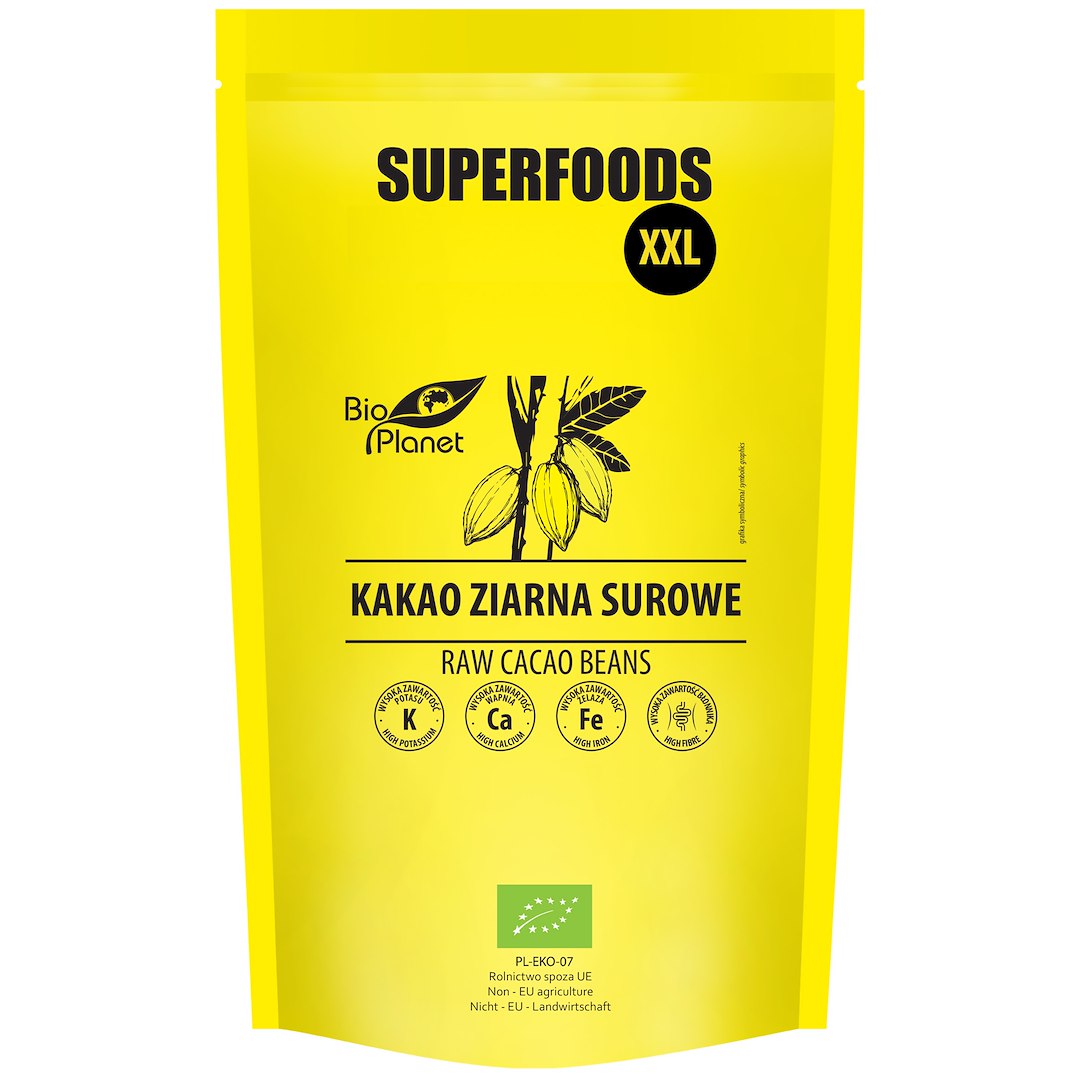 KAKAO ZIARNA SUROWE BIO 600 g - BIO PLANET SUPERFOODS