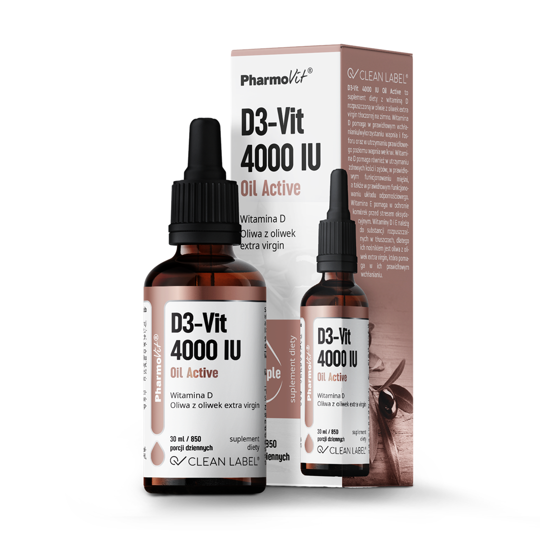 WITAMINA D3 W KROPLACH 100 mcg (4000 j.m) BEZGLUTENOWA 30 ml - PHARMOVIT (CLEAN LABEL)