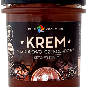 KREM MIGDAŁOWO - CZEKOLADOWY BEZ DODATKU CUKRÓW BEZGLUTENOWY KETO 300 g - PIĘĆ PRZEMIAN