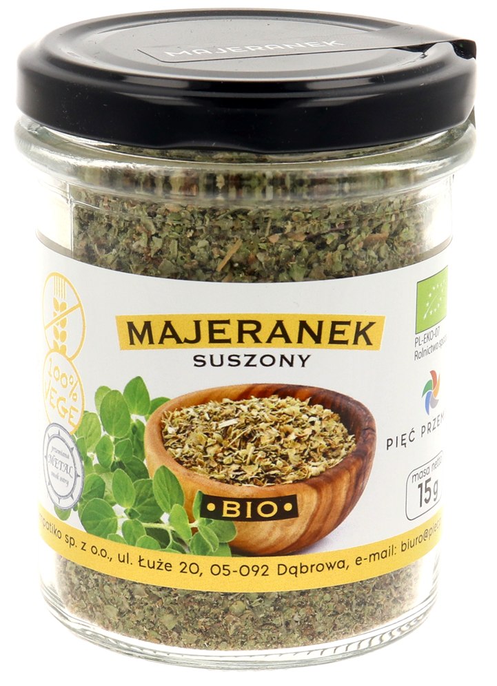 MAJERANEK SUSZONY BEZGLUTENOWY BIO 15 g - PIĘĆ PRZEMIAN