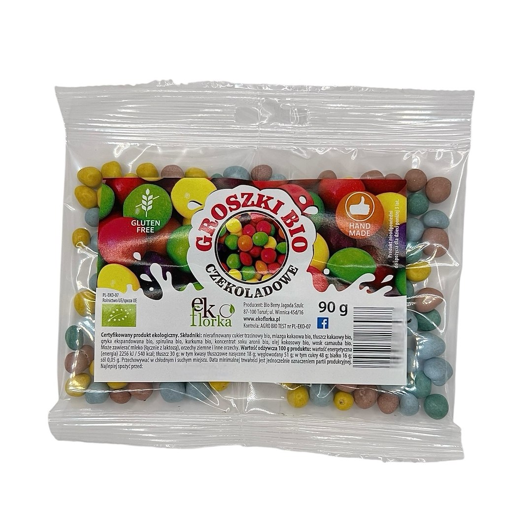 GROSZKI CZEKOLADOWE BEZGLUTENOWE BIO 90 g - EKOFLORKA