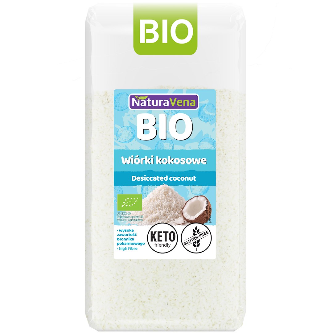WIÓRKI KOKOSOWE BEZGLUTENOWE BIO 200 g - NATURAVENA