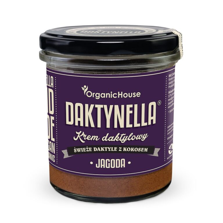 KREM KOKOS – DAKTYLE MEDJOOL – JAGODA BEZGLUTENOWY BIO 280 g – ORGANICHOUSE (DAKTYNELLA)