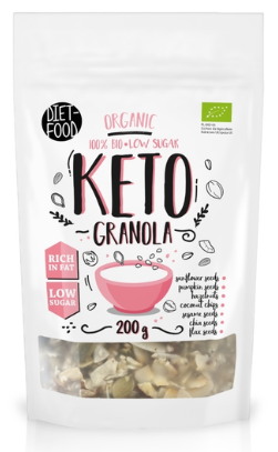 GRANOLA BEZ DODATKU CUKRÓW KETO BIO 200 g - DIET-FOOD