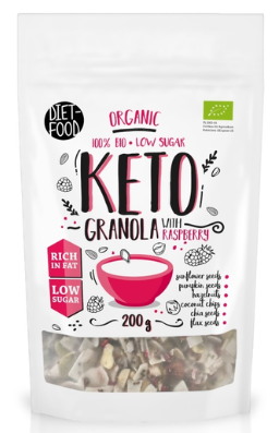 GRANOLA MALINOWA BEZ DODATKU CUKRÓW KETO BIO 200 g - DIET-FOOD