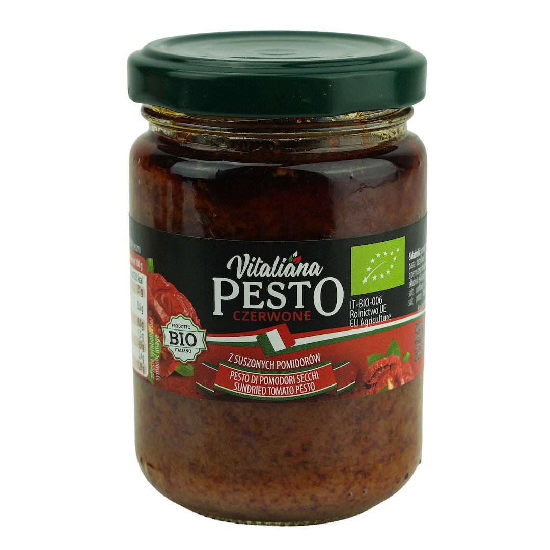 PESTO CZERWONE Z SUSZONYCH POMIDORÓW BIO 140 g - VITALIANA
