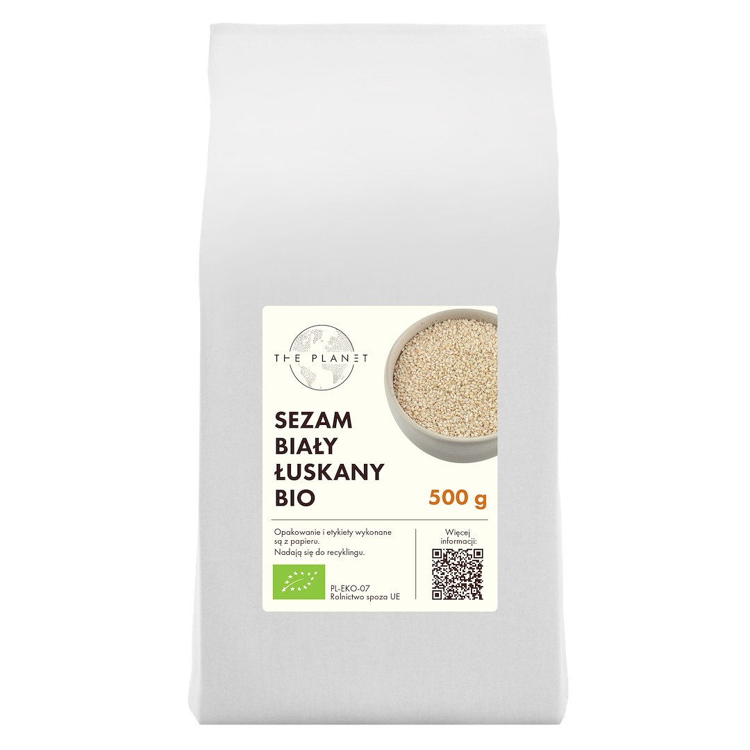 SEZAM BIAŁY ŁUSKANY BIO 500 g - THE PLANET