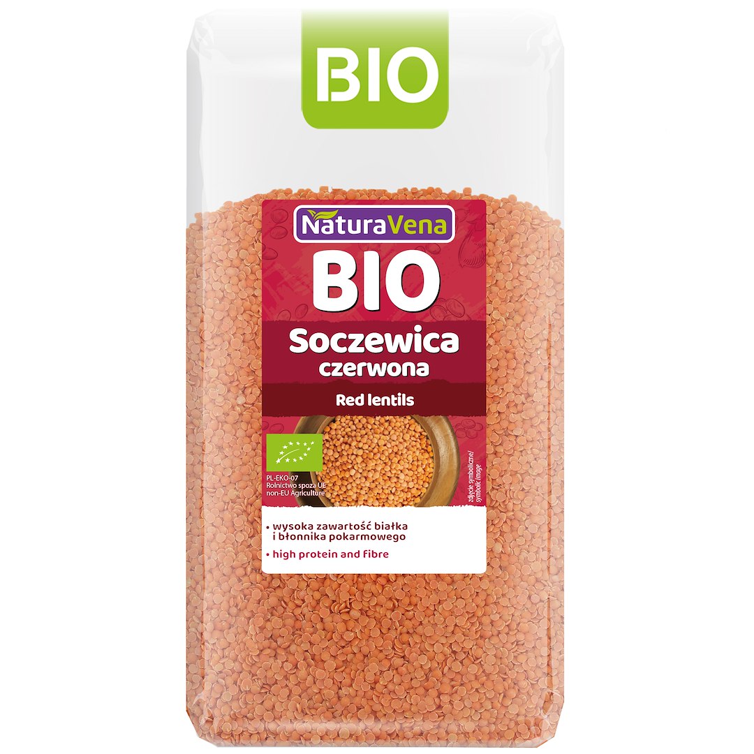 SOCZEWICA CZERWONA BIO 400 g - NATURAVENA