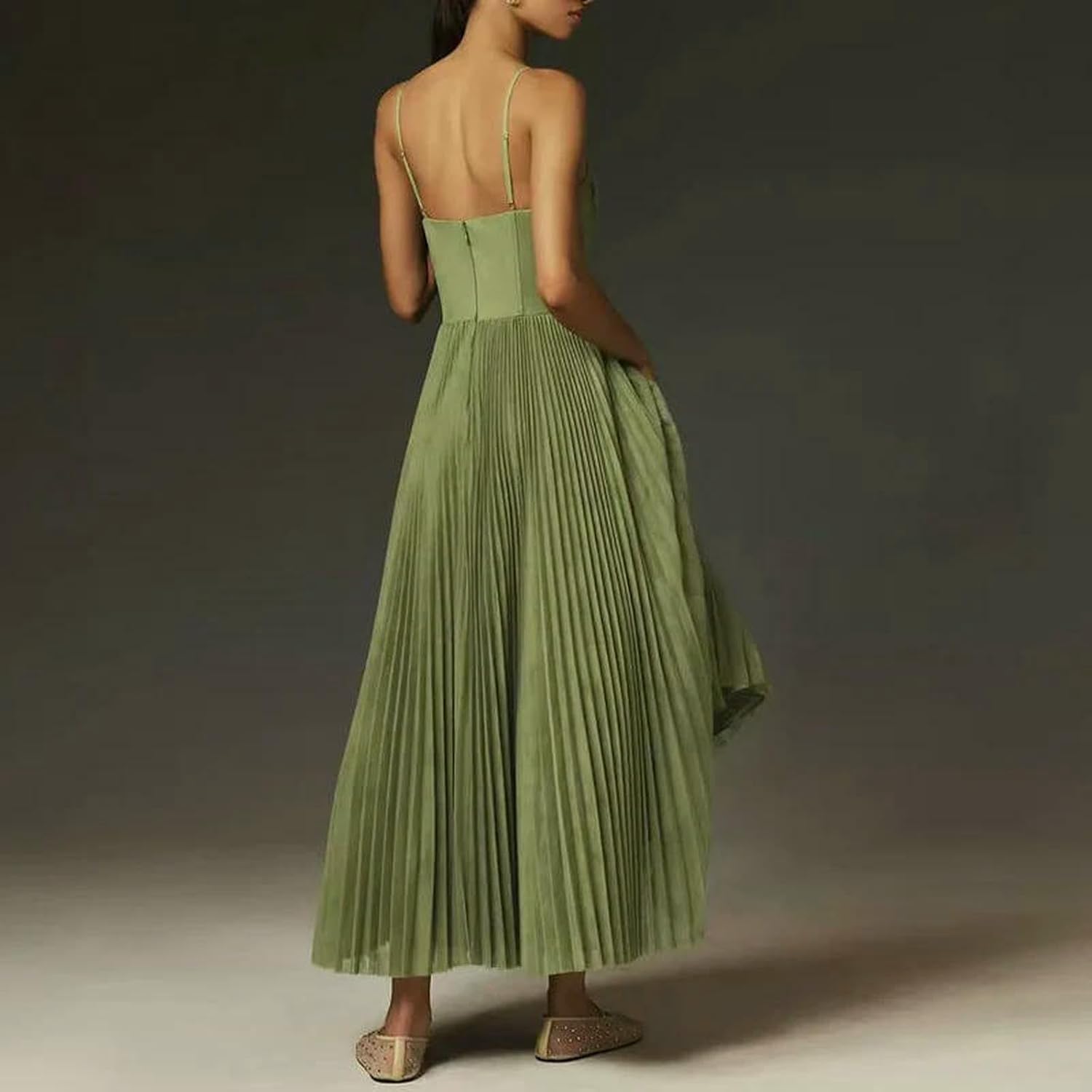 Sukienki damskie gorsetowa elegancka sukienka z ramiączkami - obrazek 6