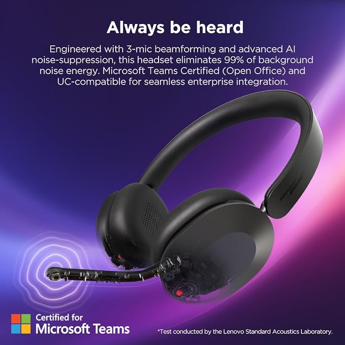 ThinkPad Dual-Mode Wireless ANC składany zestaw słuchawkowy 8550 (Aura Edition) – USB-A, Teams - obrazek 6