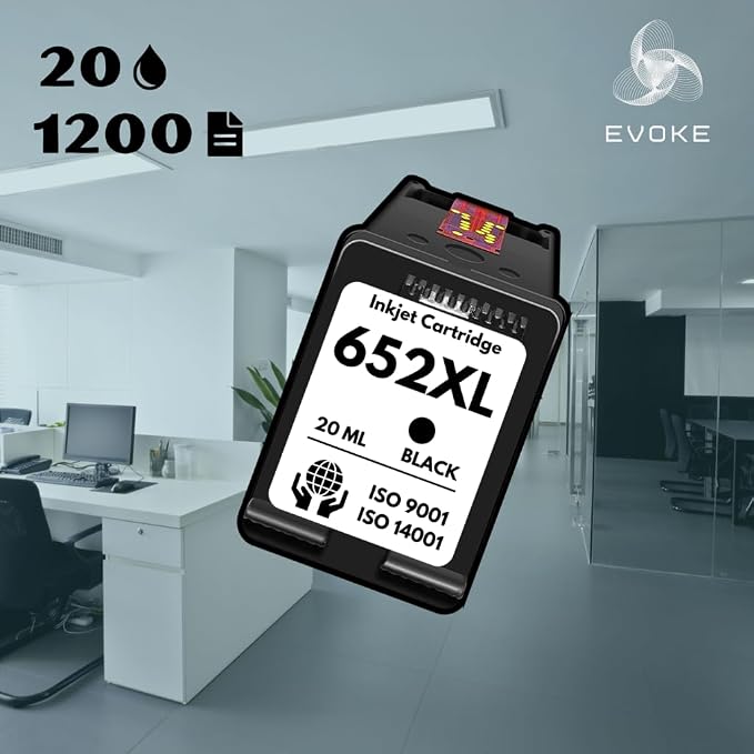 EVOKE 652 XL Zestaw tuszy kompatybilny z HP DeskJet 1115 2315 2135 3635 3785 3790 3835 4530 4535 (Zestaw Czarny + Trójkolorowy) 2280 Stron 38 ml - obrazek 4