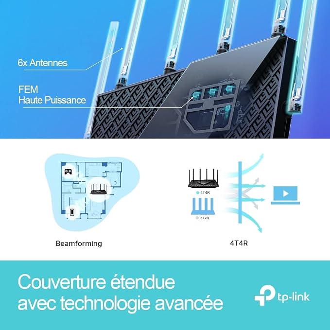 TP-Link Archer AX73 Router WiFi 6 – AX5400 Dwuzakresowy (5 GHz 4804 Mb/s + 2.4 GHz 574 Mb/s), MU-MIMO, OFDMA, 6 Anten, HomeShield, USB 3.0, Porty Gigabitowe - obrazek 6