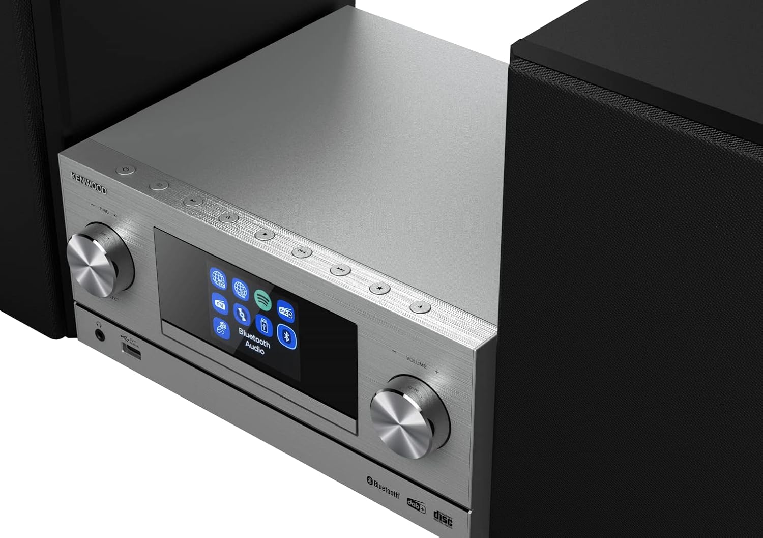 Kenwood M-9000S-S – inteligentny system Micro Hi-Fi z radiem internetowym, DAB+, CD/USB i strumieniowym przesyłaniem audio, kolor srebrny - obrazek 7