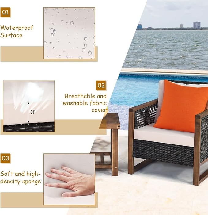 GIANTEX Zestaw sofy z kawowym stolikiem - obrazek 5