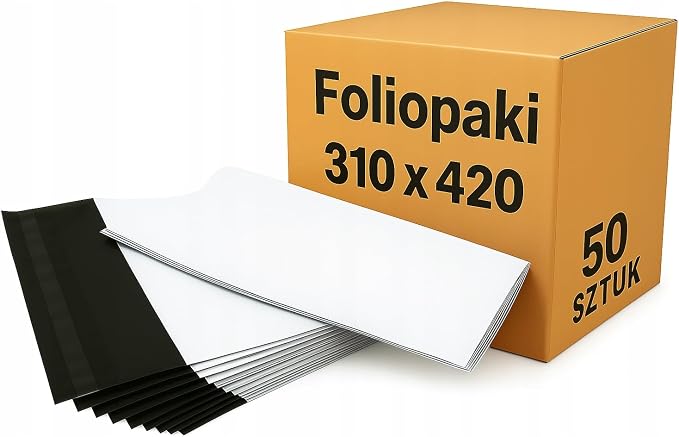 Foliopaki kurierskie 310x420 mm 50szt koperty foliowe mocne białe A3