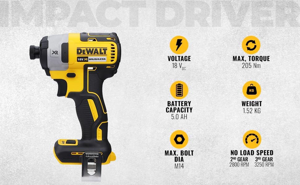 DEWALT Zakrętarka udarowa bezszczotkowa akumulatorowa 18V XR - obrazek 4