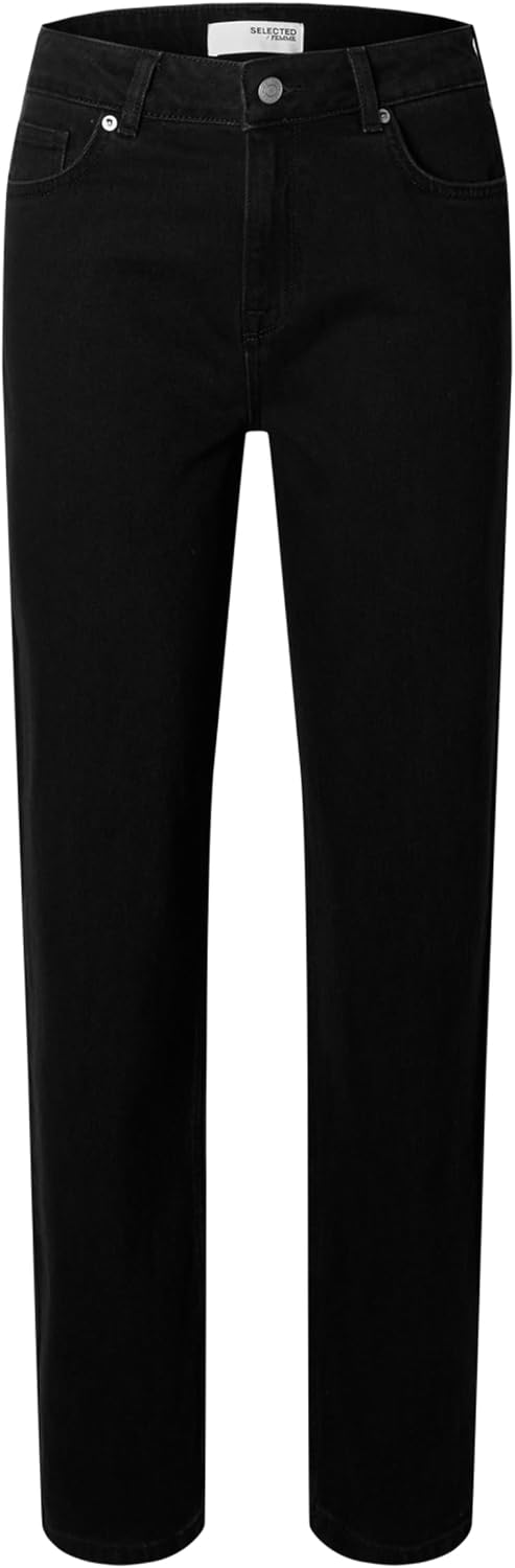 SELECTED FEMME Slfalice Mw Straight Black Jeans Noos - obrazek 2