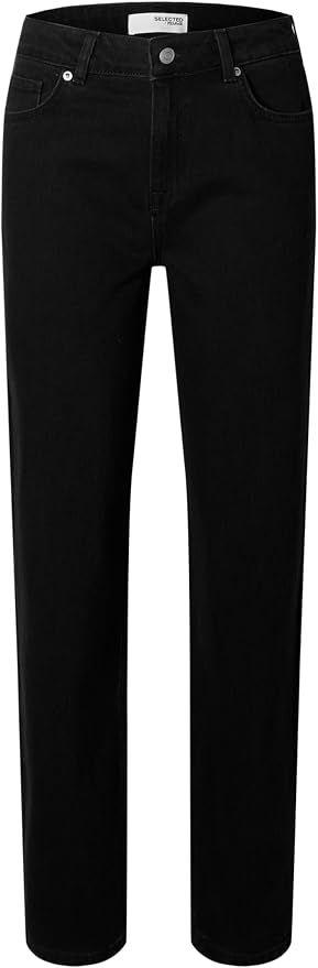 SELECTED FEMME Slfalice Mw Straight Black Jeans Noos