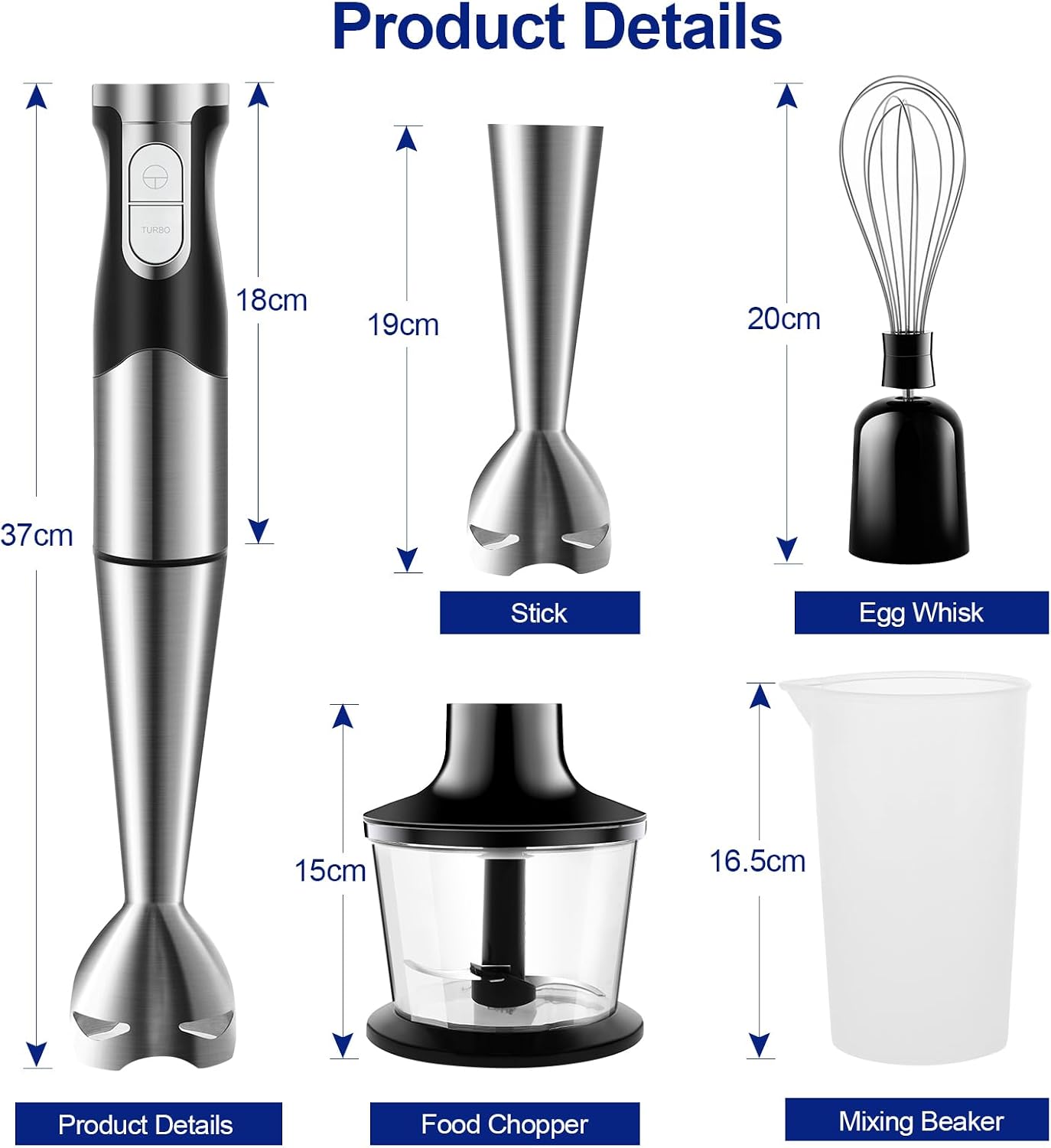 Blender ręczny 6 w 1 1200 W ze stali do zup i dań dla dzieci - obrazek 3