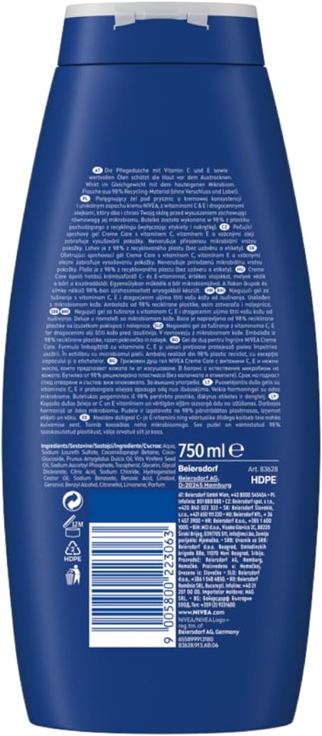 NIVEA Creme Care Kremowy pielęgnujący żel pod prysznic do ciała 750 - obrazek 3
