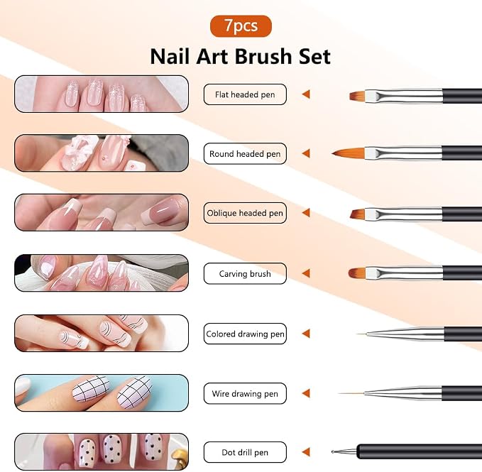 6 sztuk Pędzelki do paznokci narzędzia do manicure z kropkami - obrazek 4