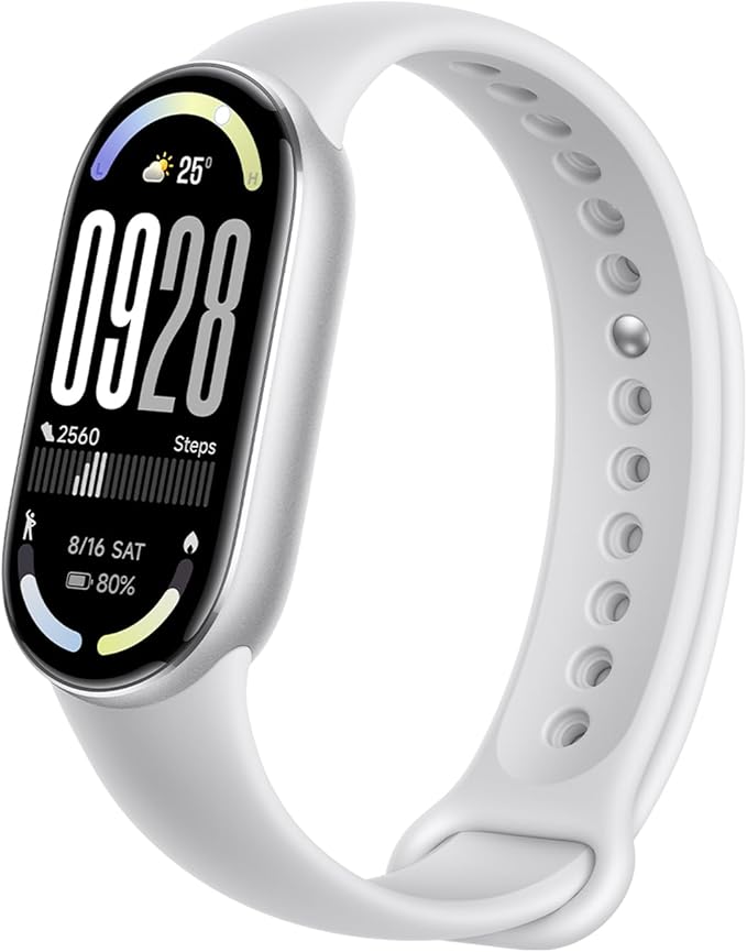 Xiaomi Smart Band 10, Smart Watch, Fitness Tracker, wyświetlacz AMOLED 1,72", akumulator 21 dni, wodoszczelność 5ATM, SPO₂ i pomiar tętna, monitorowanie snu, 150+ trybów sportowych, srebrny