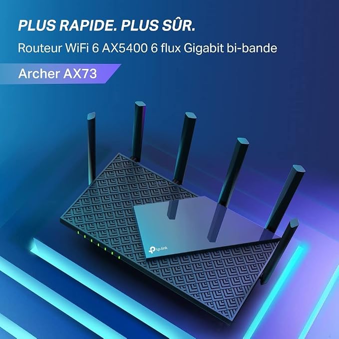 TP-Link Archer AX73 Router WiFi 6 – AX5400 Dwuzakresowy (5 GHz 4804 Mb/s + 2.4 GHz 574 Mb/s), MU-MIMO, OFDMA, 6 Anten, HomeShield, USB 3.0, Porty Gigabitowe - obrazek 3