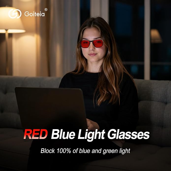 Goiteia 100% okulary do spania z czerwonym światłem niebieskim - obrazek 2