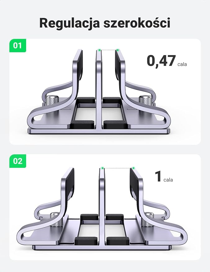 UGREEN Double Vertical Laptop Stand Aluminium Vertical MacBook Stand Space Saving Holder dla MacBook Pro/Air, iPad, Huawei, Surface, Dell, HP, Lenovo i innych. - obrazek 4