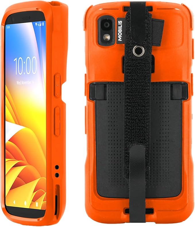 Mobilis Etui ochronne dla Zebra TC22 TC27 z zabezpieczeniem przed upadkiem na nadgarstek i uchwytem na długopis, etui w jakości militarnej, żywe kolory neonowe zapewniają wysoką widoczność i