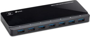 TP-Link UH720 — 7-portowy Hub USB 3.0 z 2 dodatkowymi portami do ładowania (2.4A), zasilacz 12V/4A, Plug & Play
