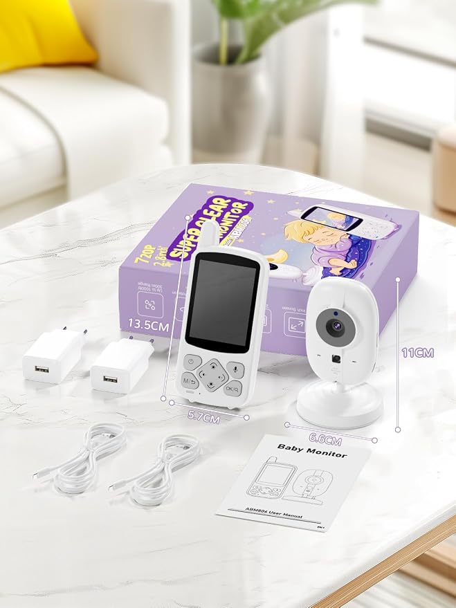 Babyfon z kamerą 2 8-calowy monitor dla niemowląt 720p Baby Phone - obrazek 2