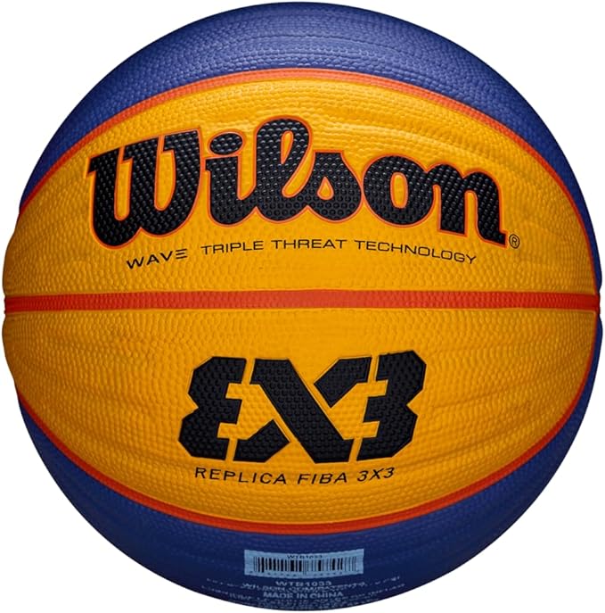 Wilson WTB0533XB Piłka do koszykówki Fiba 3x3 Replika Guma wewnątrz i na zewnątrz, bezpłciowa, niebieski/żółty, 6
