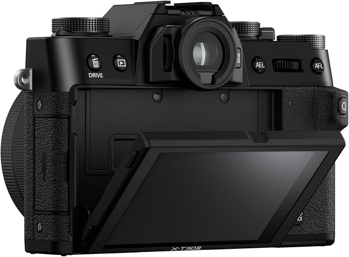 Fujifilm X-T30 III bezlusterkowy aparat cyfrowy 26 MP, tylko korpus, czujnik APS-C X-Trans CMOS 4, filmy 6,2K 30p, wizjer EVF, obrotowy wyświetlacz LCD 3", czarny - obrazek 4