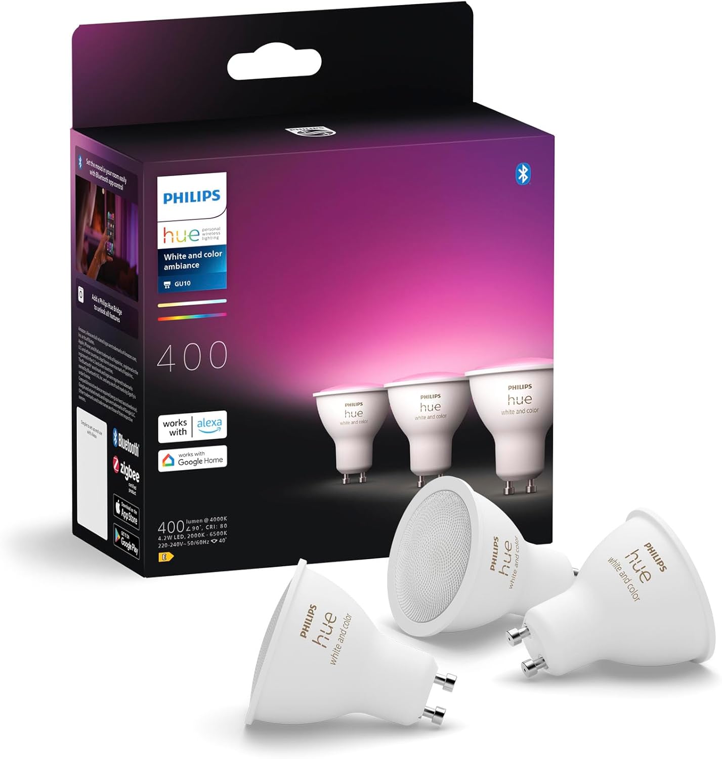 Philips HueWCA 4.2W GU10 3P EU - obrazek 2