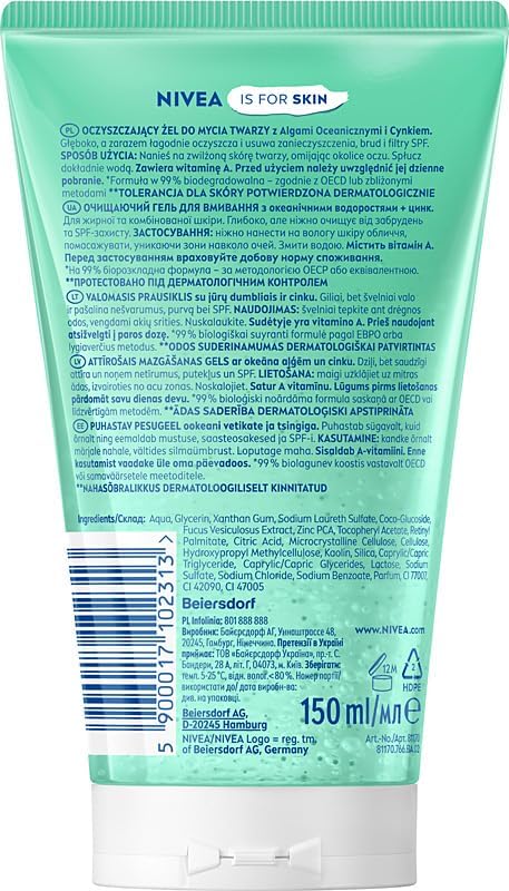 NIVEA Oczyszczający żel do mycia twarzy z Algami oceanicznymi - obrazek 2
