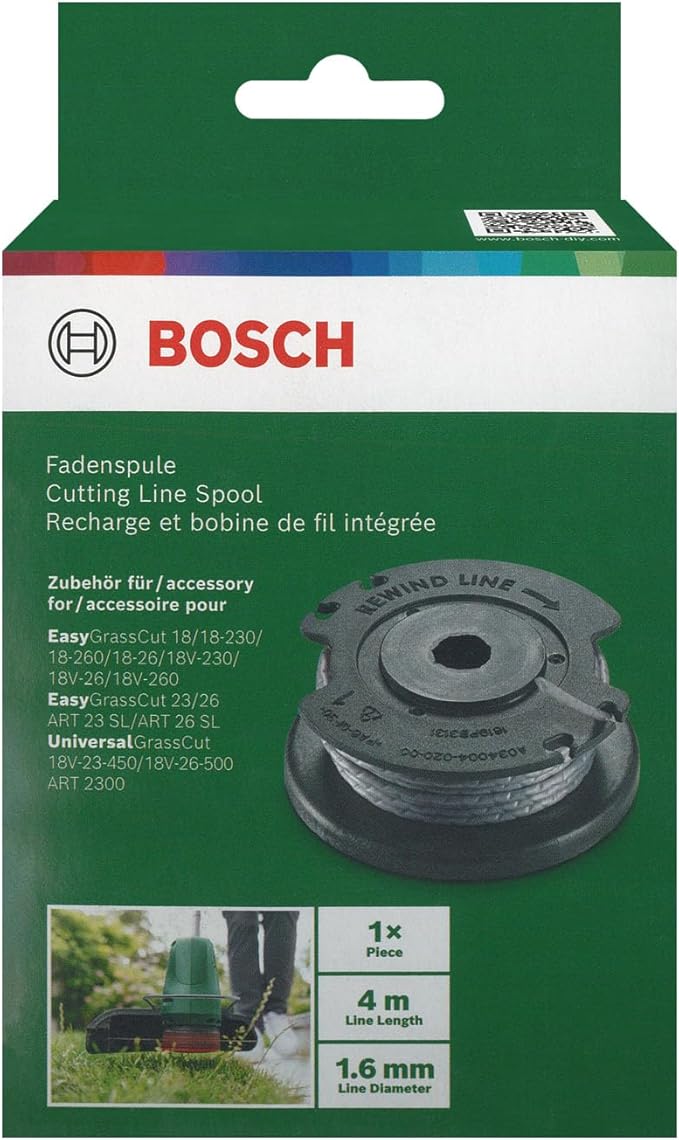 Bosch szpula żyłki EasyGrassCut (długość: 4 m, grubość: 1,6 mm, nadaje się do podkaszarki akumulatorowej EasyGrassCut)