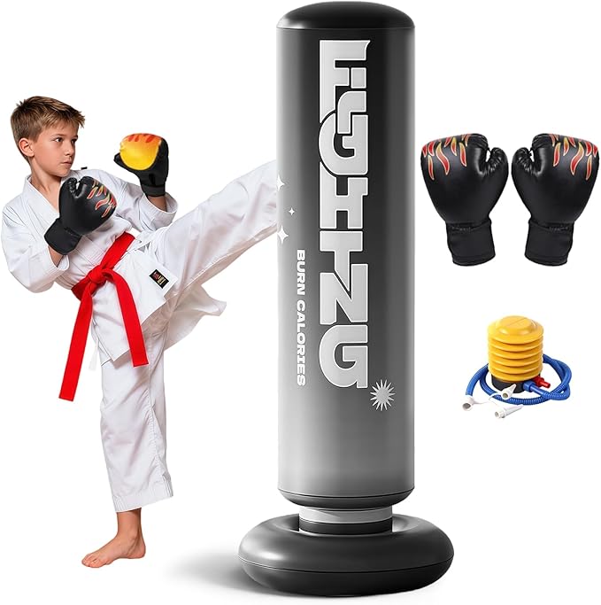 Flintronic Torba bokserska dla dzieci, nadmuchiwana piłka do dziurkowania dla dzieci, 120 cm/160 cm, stabilna torba bokserska, do domowej siłowni treningowej Taekwondo, idealny prezent dla chłopców i