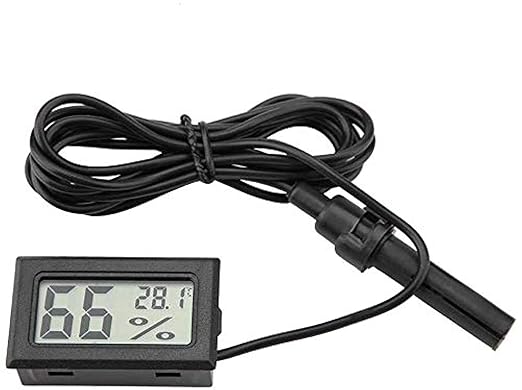 DollaTek 2-w-1 cyfrowy LCD zintegrowany termometr higrometr z zewn?trznym do inkubatora gadów akwarium drób - czarny