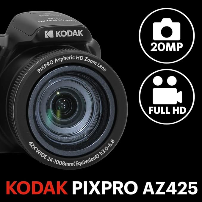 Kodak Pixpro Astro Zoom AZ425-BK Aparat Cyfrowy, Czarny, 20 Mpx | Prowansja Francja. Bezpieczne opakowanie. W zestawie faktura, w tym VAT. - obrazek 3