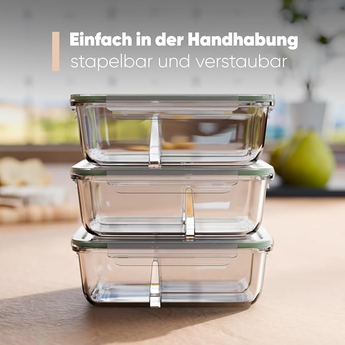 Meal Prep pojemniki szklane z przegródkami - obrazek 4