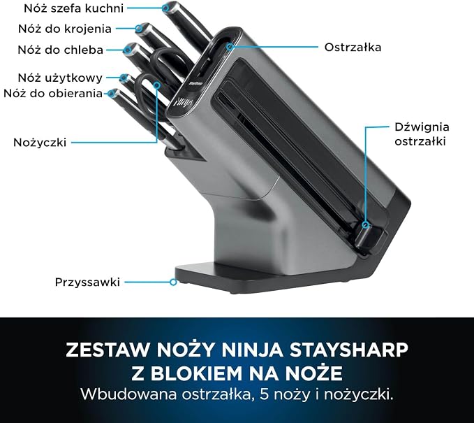Ninja Foodi StaySharp blok na noże z wbudowaną ostrzałką - obrazek 6