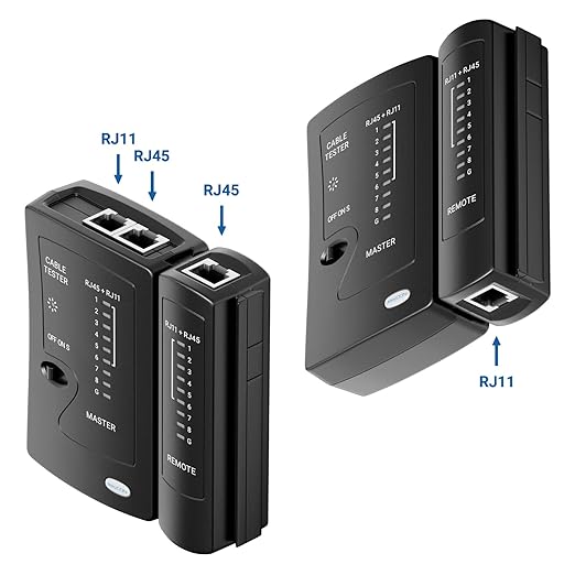 deleyCON Tester Kabli Sieciowych Tester Kabli RJ11 RJ12 RJ45 ISDN - obrazek 5