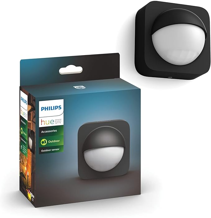 Philips Hue Zewnętrzny czujnik ruchu, inteligentne sterowanie oświetleniem, szeroki kąt widzenia, automatyczne działanie, łatwy montaż