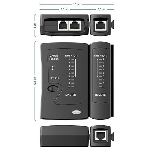 deleyCON Tester Kabli Sieciowych Tester Kabli RJ11 RJ12 RJ45 ISDN - obrazek 6