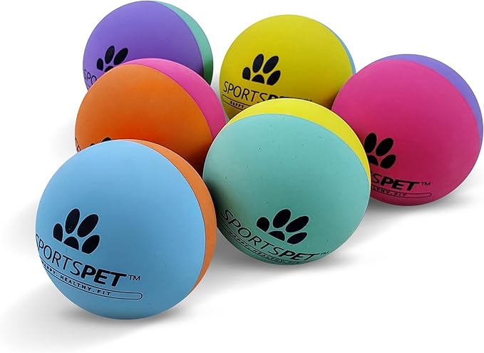SPORTSPET Piłki dla psów z naturalnej gumy High Bounce (6-pak High Bounce) (60 mm)