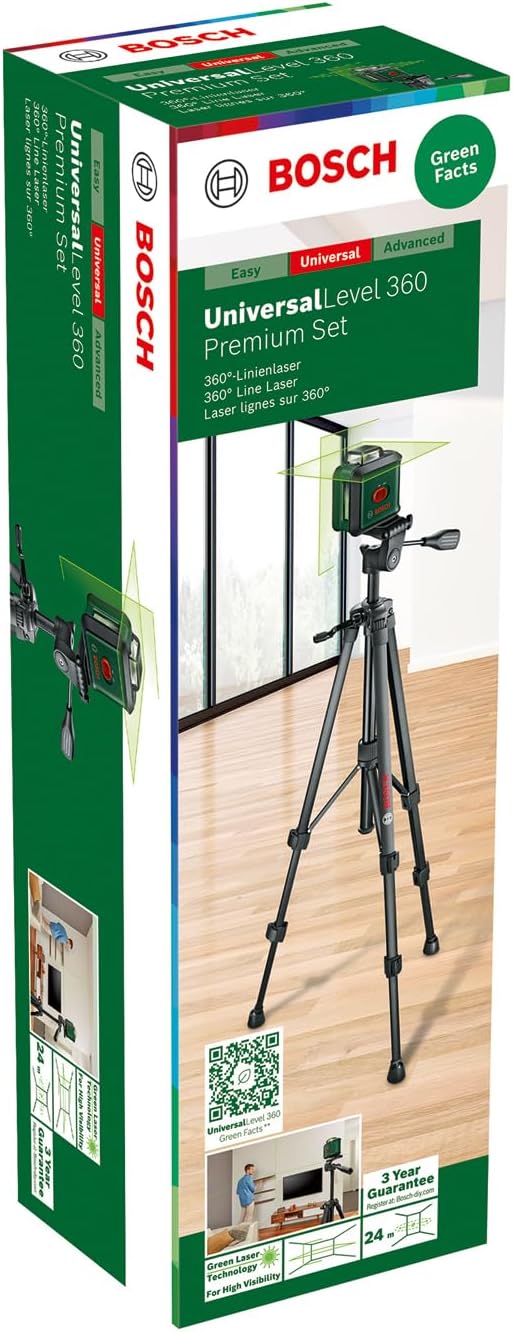 Bosch Laser krzyżowy UniversalLevel 360 ze statywem premium i uniwersalnym uchwytem MM 3 (linie laserowe: pionowa i pozioma, w tym 360° do wyrównywania elementów w pomieszczeniu, opakowanie karton) - obrazek 4