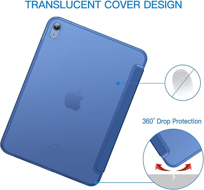 JETech Etui Ochronne dla iPad (A16) 11./10. Gen, Granatowy | Dla 2025/2022 Modelu, Smukły Półprzezroczysty Tył, Składana Podstawka, Automatycznego Budzenia/Snu, Lekka Odporna na Wstrząsy - obrazek 5